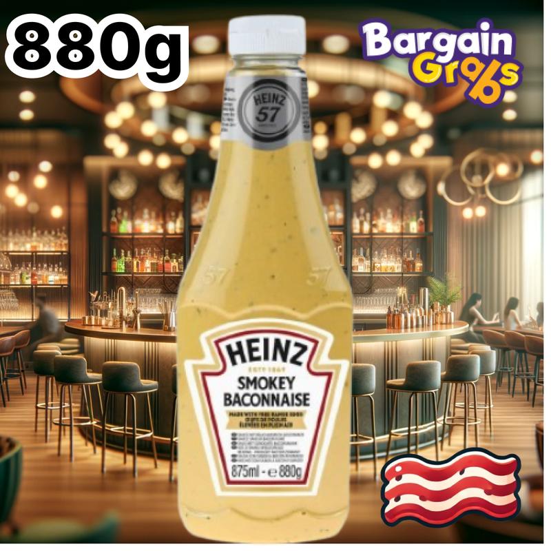 Heinz Smokey Baconnaise 880g Large Bottle – Creamy Bacon-Flavoured Mayo, BBQ Sauce Alternative – Best Before End 08/2025 Dip Sambal 2