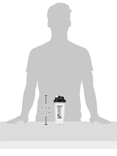 Protein Shaker Bottle, Includes Wire Mixball Blender – 600ml – Perfect for Mixing Powdered Shakes, Clear, BPA Free, Dishwasher Safe 4