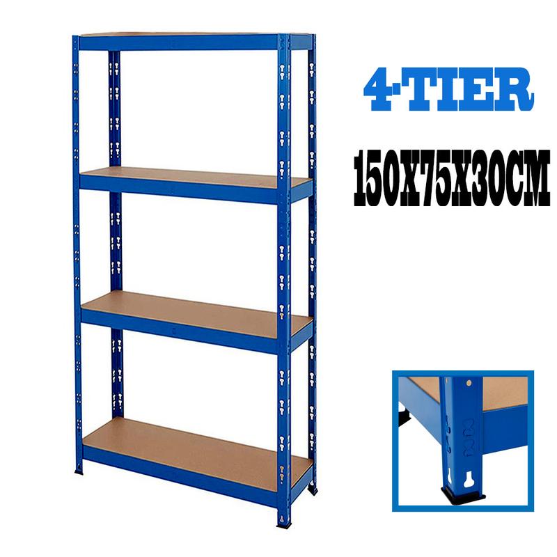 4 Tier Heavy Duty Metal Shelving Rack Unit Garage Storage 150x75x30cm 2