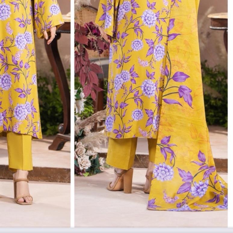 A09- Cia by Gull Jee - Women's Linen Three Piece Suit - Kameez and Trousers 2