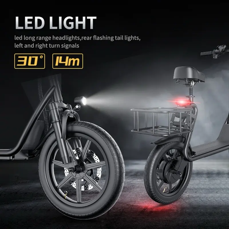 AOVOPRO ESBSPRO 500W 14 inch Commuter Electric Scooter with Seat &Carry Basket for Adults e scooters electricscooter uk 4
