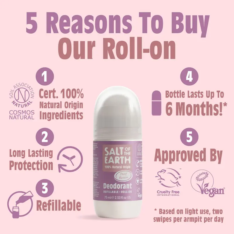 Peony Blossom Natural Refillable Roll-On Deodorant 1