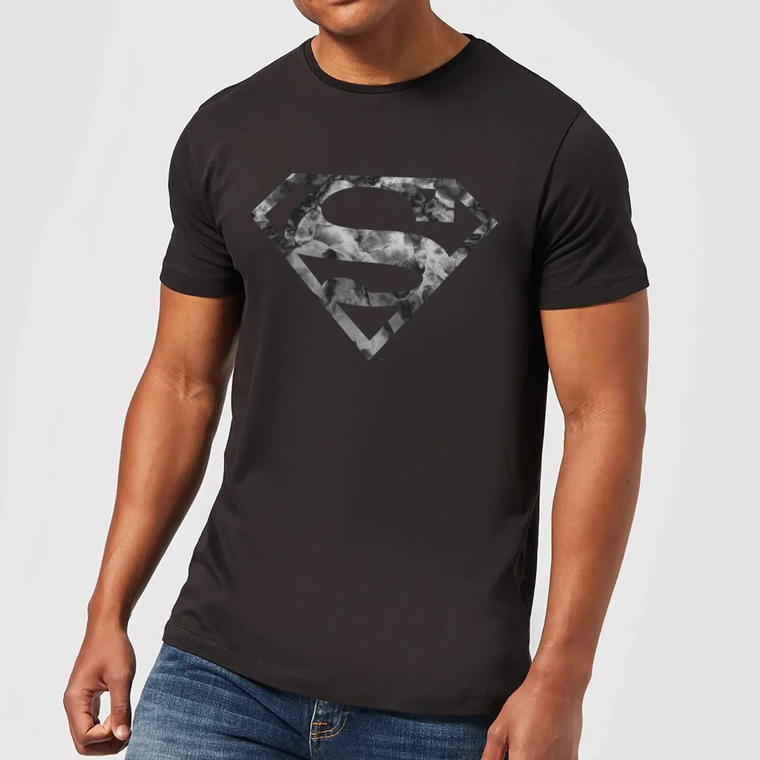 Vintage DC Marble Superman Logo T-Shirt, Classic Superhero Fan Tee