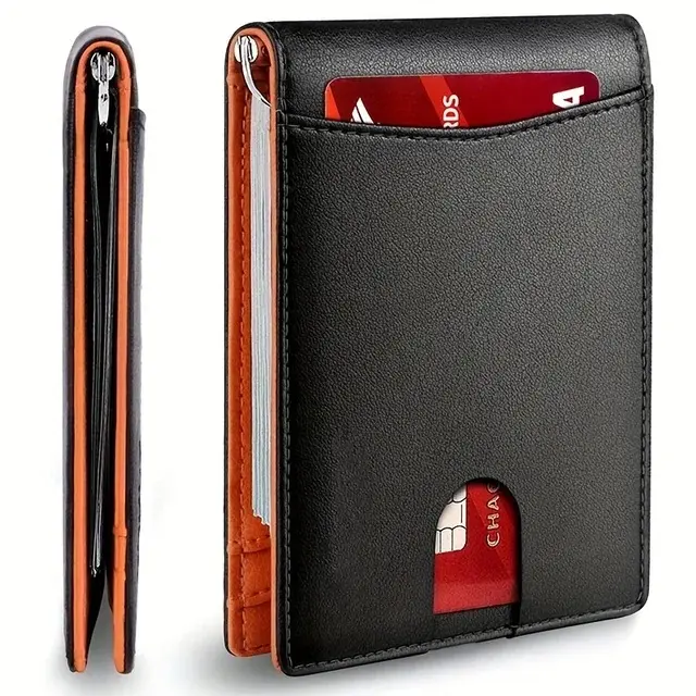 Genuine Leather Slim Wallet for Men with RFID Blocking and Money Clip 8