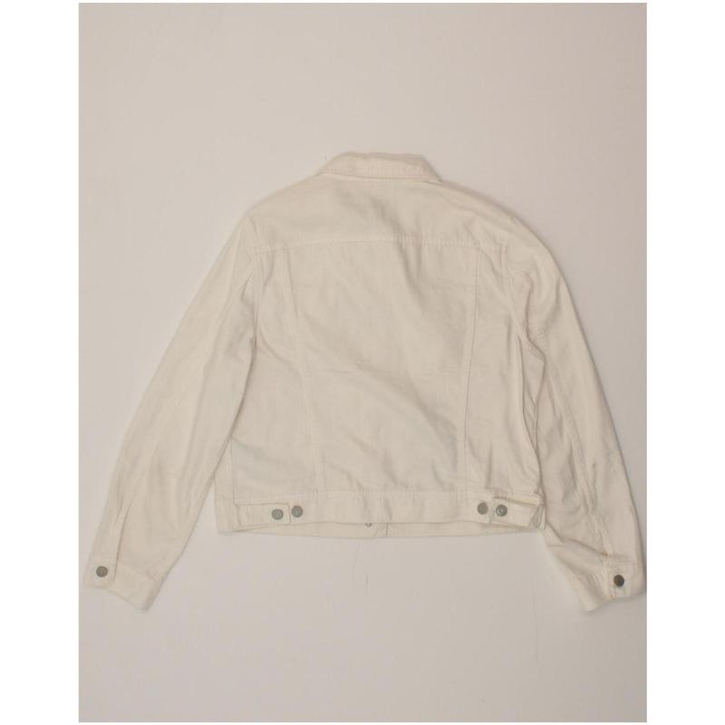 Pre-Owned Vintage J. CREW Womens Denim Jacket UK 16 Large White Cotton 2