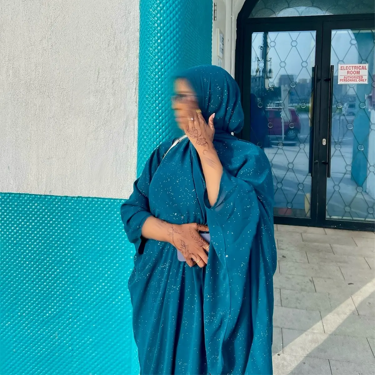 SUMMER SALE~ Luxury Teal Shimmer Abaya (Sizes up to 64)