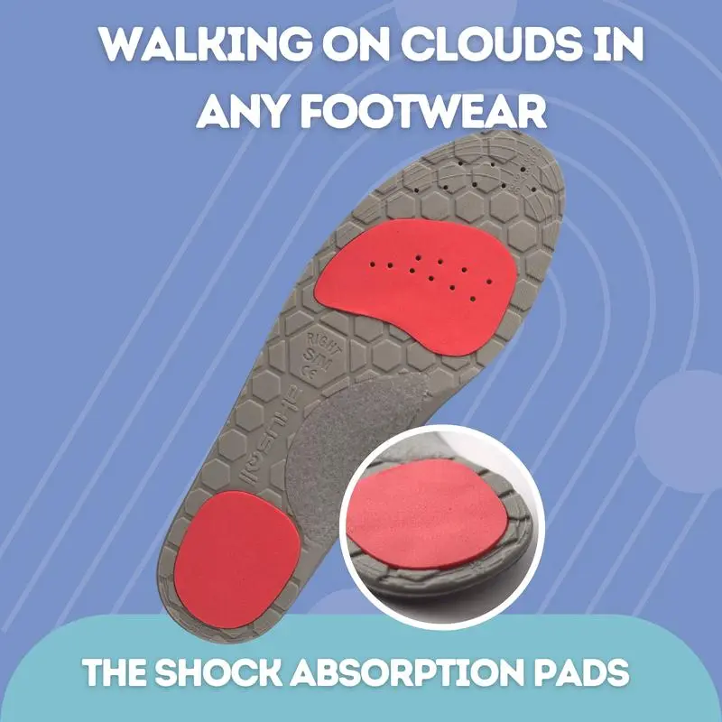 Akusoli | Shock Absorbing Insoles for All Day | Comfort Arch Support | Premium Materials | Fits for All Shoes 7