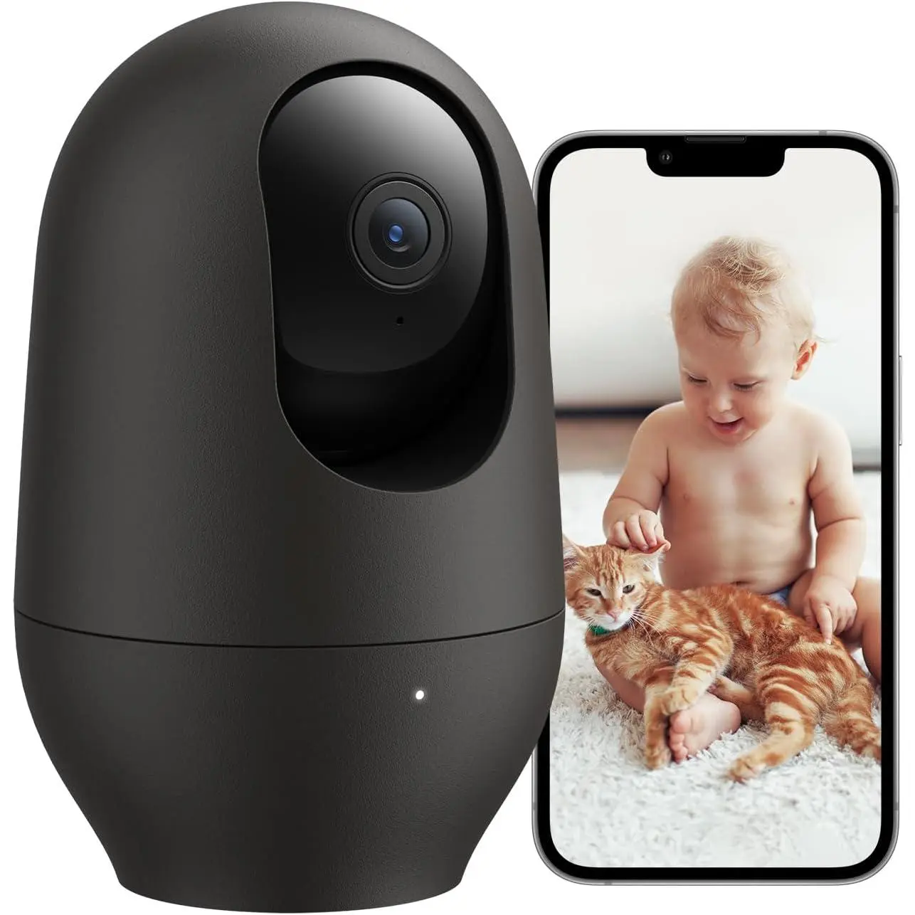 nooie Baby Monitor, Dog Camera with Phone App, 2K Cat Camera, 360 WiFi Indoor Camera for Home Security, AI Motion Tracking, Two-Way Audio, Compatible with Alexa, 2.4Ghz WiFi Only, SD or Cloud Storage