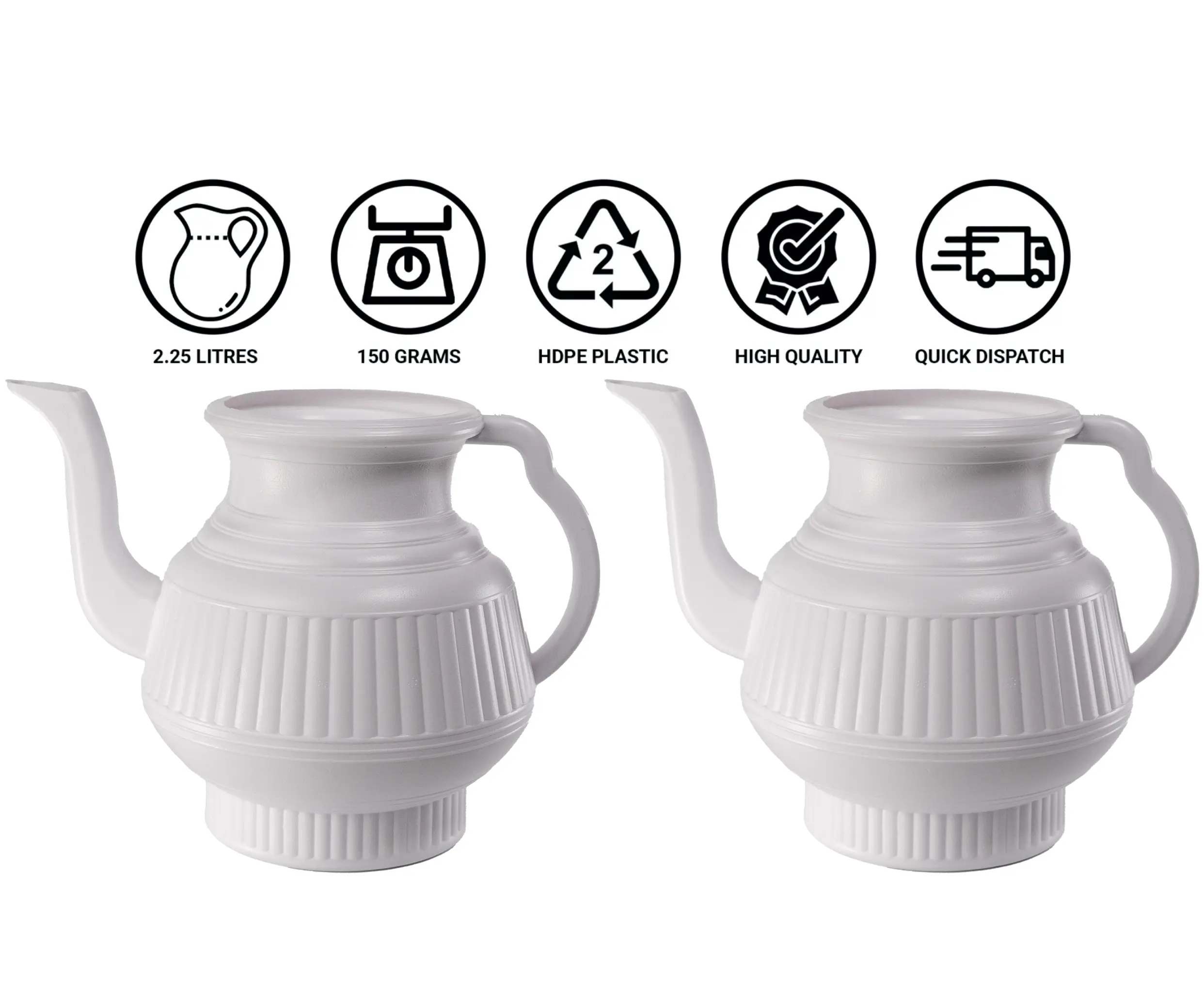 Pair of White & White Bodna Lota Toilet Wash Jug