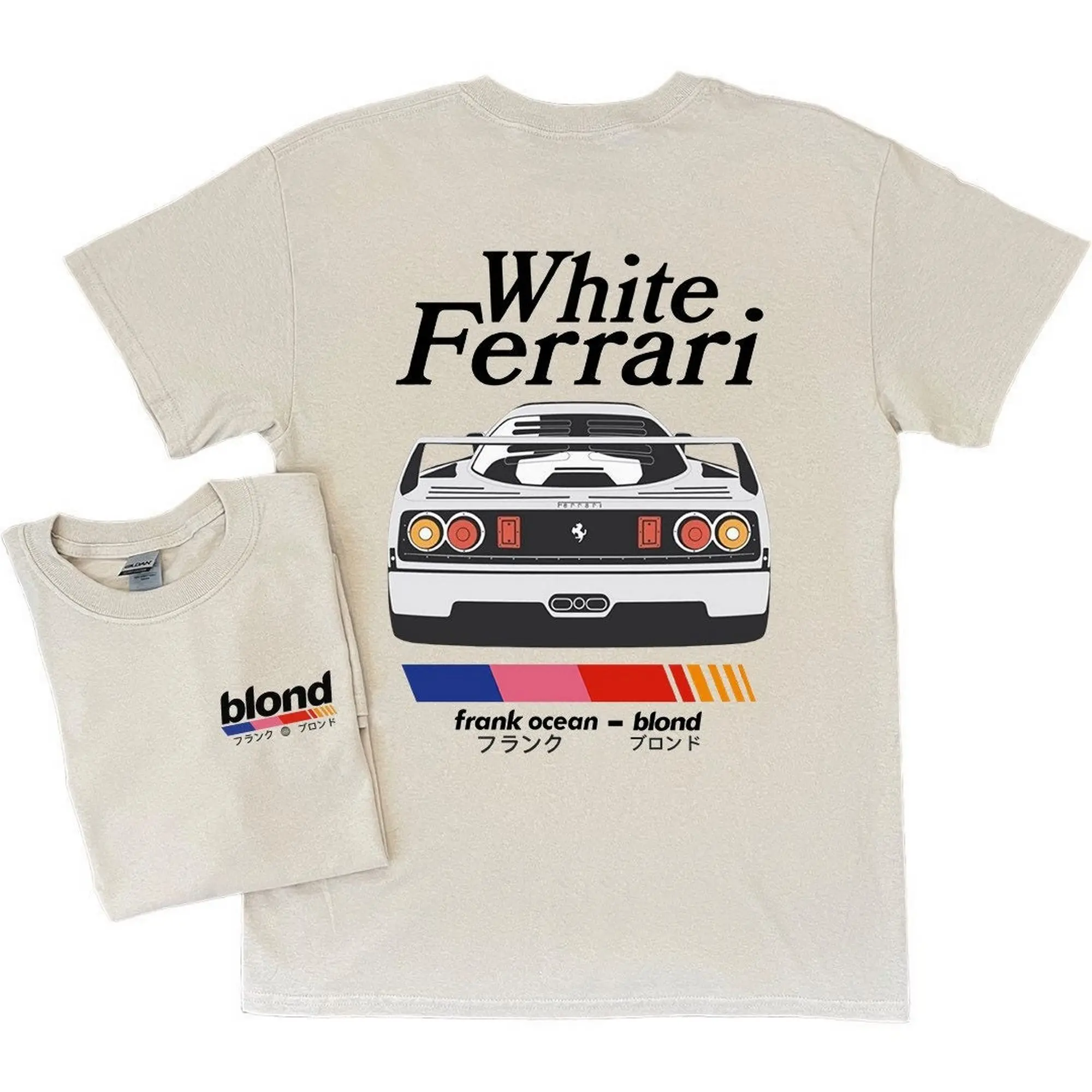 Frank Ocean BLOND WHITE FERRAR! Short Sleeve Shirt, Blond Album Music Gift, Vintage Style T-Shirt,  Blonded Trends T-Shirt