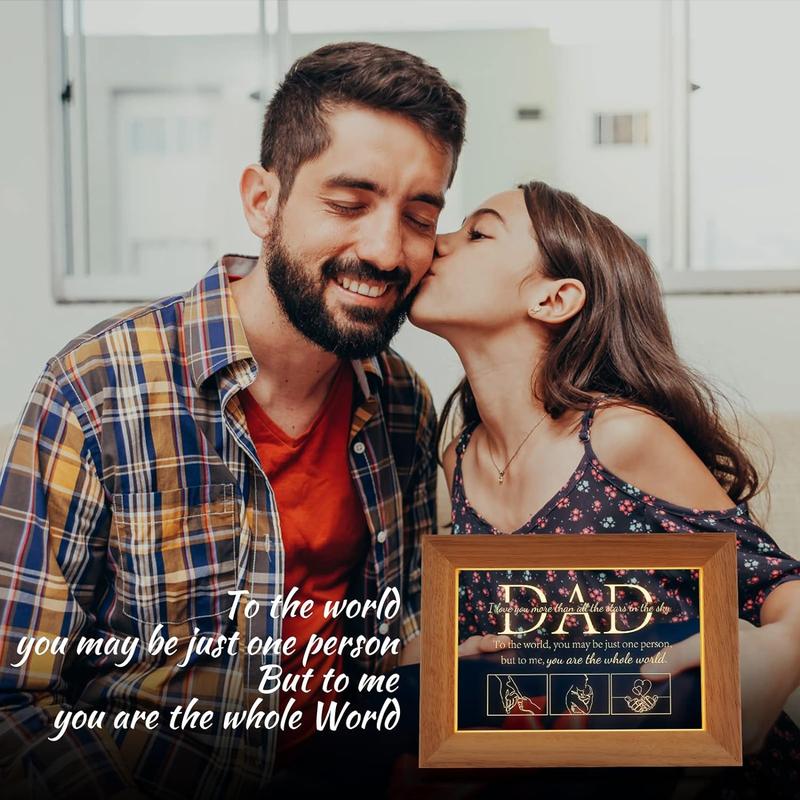 Fathers Day for Dad Birthday Gifts from Daughter Son, Christmas Dad Gifts for Men Night Light Frame with Grateful Sayings Gifts for Daddy Dad Gifts for Birthday Christmas Presents [Energy Class F] Fathers Day Best Trending Gift 2