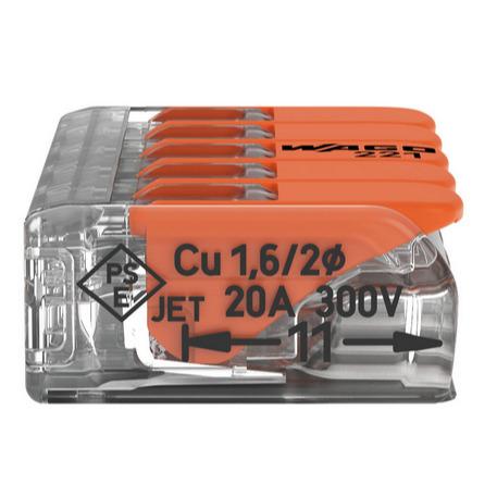 WAGO 221-415 Series (5 Lever) Connectors, Box of 25 2