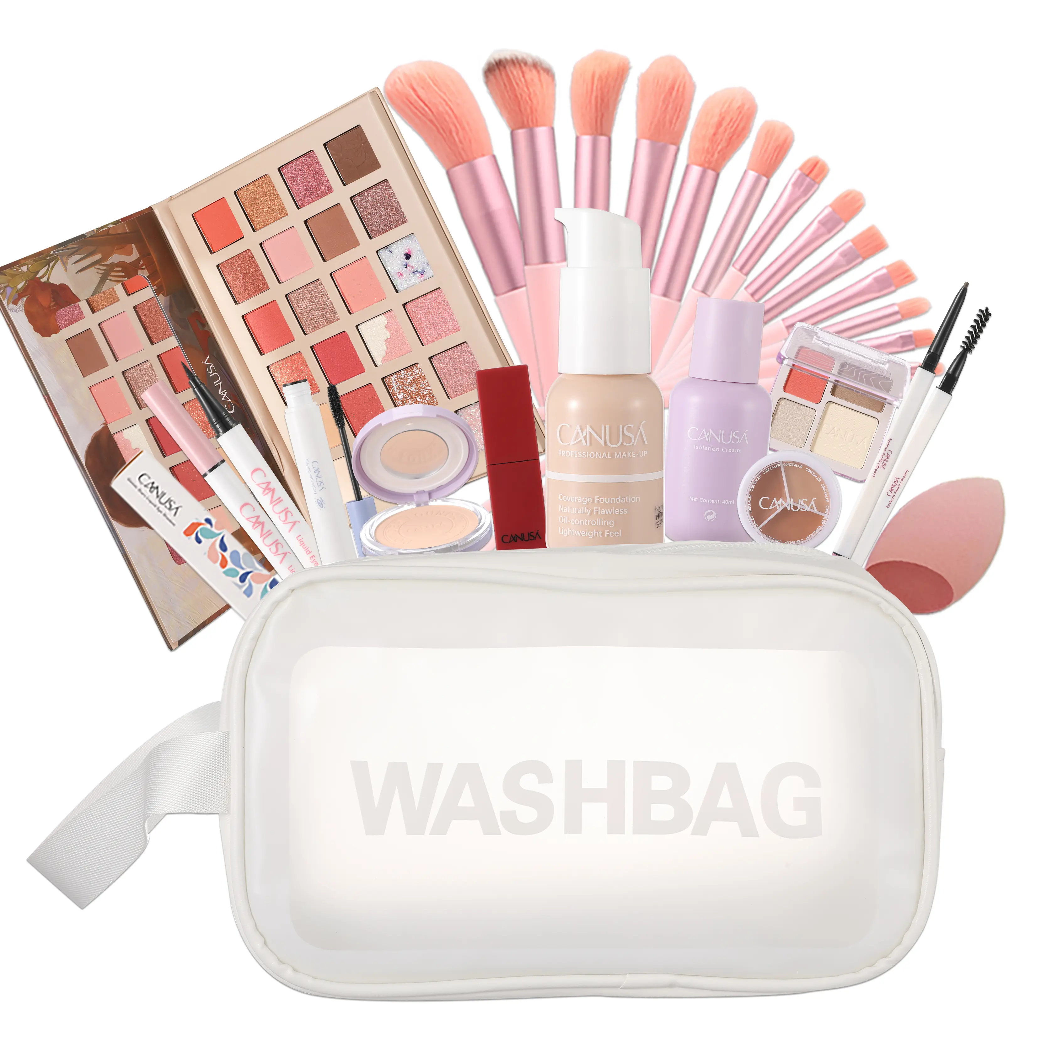 CANUSA 26Pc Full Face Makeup Set with Eyeshadow Palette, Lipstick, Concealer & Glamour-Brush Set in Case -Cosmetic