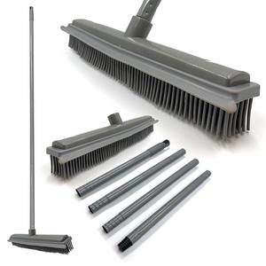 Amazing Grey Rubber Broom Pet Hair Remover for Carpets with Squeegee