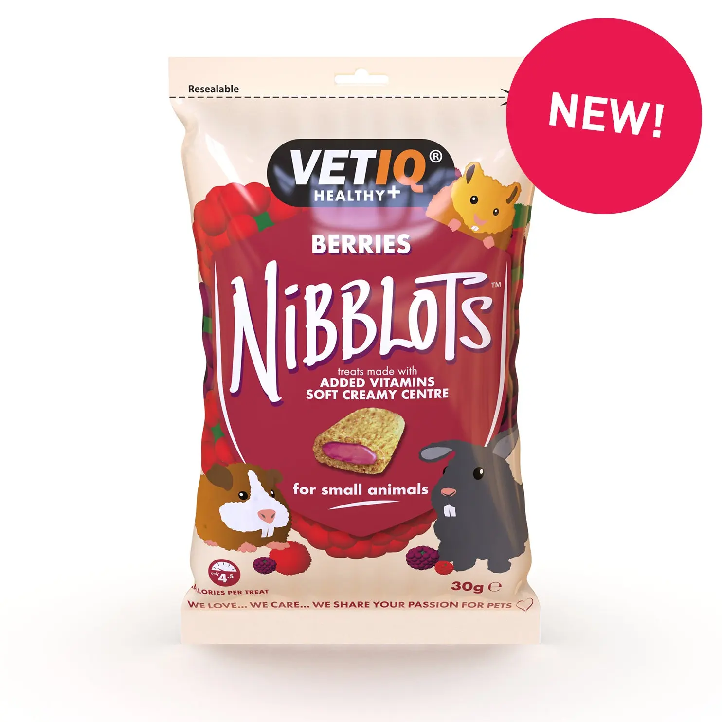 VetIQ Nibblots Treats for Small Animals - Berries 30g - Treat - Bonding - Enrichment - Guinea Pigs and Rabbits, Hamsters, Gerbils, Rats and Mice