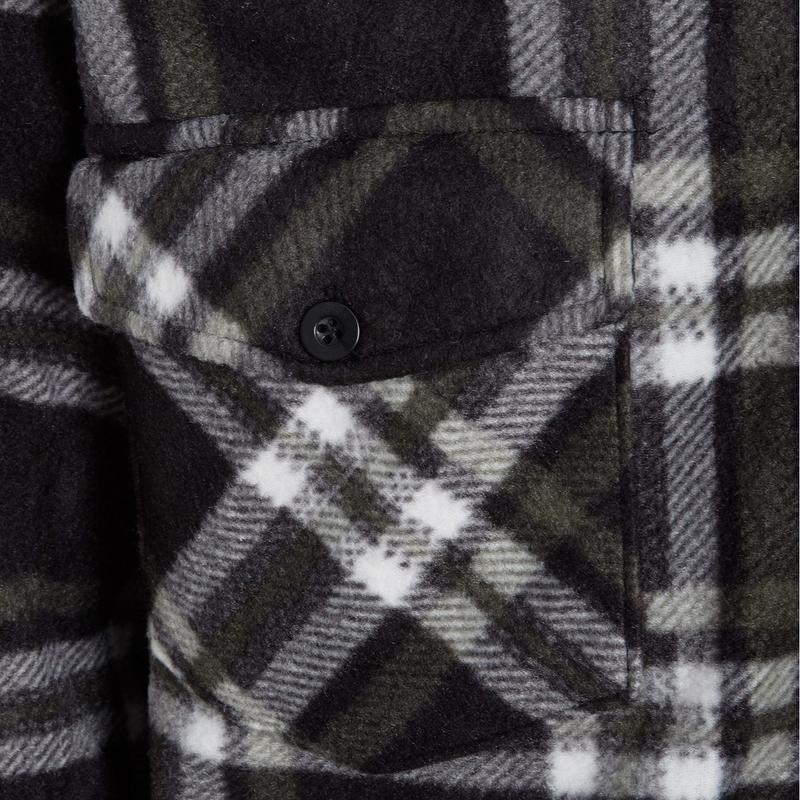 UNISEX Fleece Sherpa Fur Lined Lumberjack Detachable Hood Check Quilted Thermal Shirt Flannel Long Sleeve Casual Jacket Man Menswear Thick Coats Faux Padded Pockets Polyester Collared Top Underwear 2