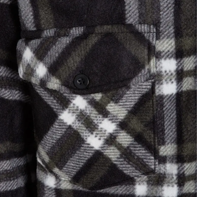 UNISEX Fleece Sherpa Fur Lined Lumberjack Detachable Hood Check Quilted Thermal Shirt Flannel Long Sleeve Casual Jacket Man Menswear Thick Coats Faux Padded Pockets Polyester Collared Top Underwear 2