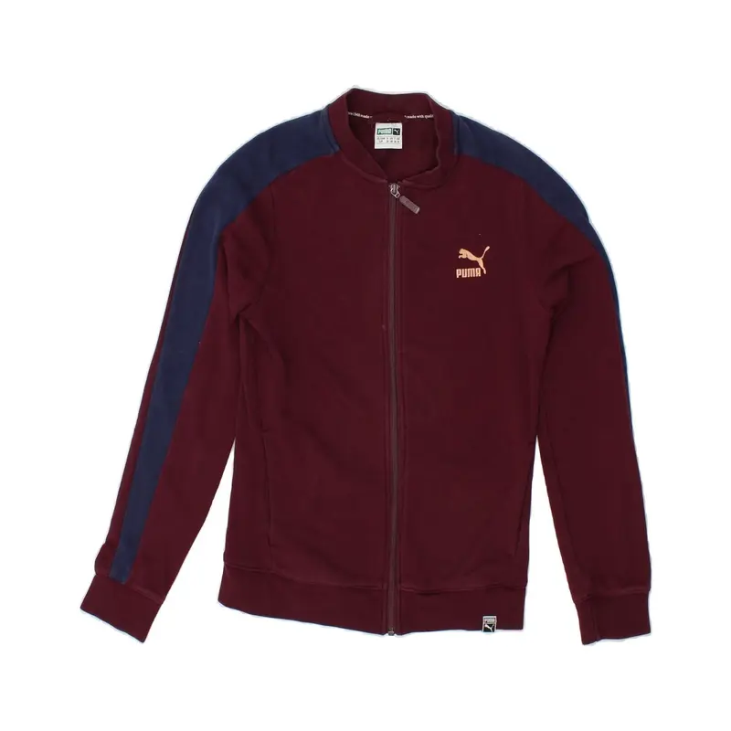 Pre-Owned Vintage PUMA Womens Tracksuit Top Jacket UK 10 Small  Burgundy Colourblock Cotton 1