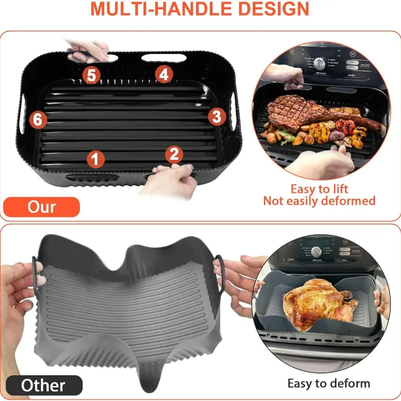 3PCS Air Fryer Accessories Set, Silicone Air Fryer Liner Compatible for Duronic AF34 10L, Instant 8.5L, Reusable Airfryer Accessories Compatible for Duronic Dual Air Fryer(1*10 l+2*5 l) 2