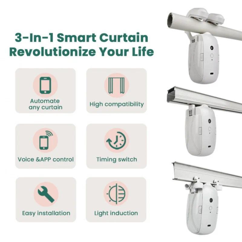 WiFi ZigBee T & U track Roman Rod Smart curtain Motor Electric automatic curtain robot compatible Alexa Google Home Alice 1