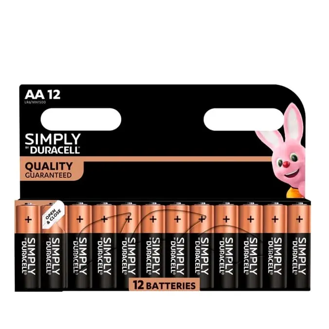Duracell Simply AA Batteries 12 Pack for Low to Moderate Drain Devices - Duracell battery - Duracell betteries 12 pack - Long Lasting - Phone