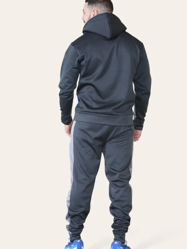 Men's 2 Piece Panel Logo Running Jogging Tracksuit Hooded 2