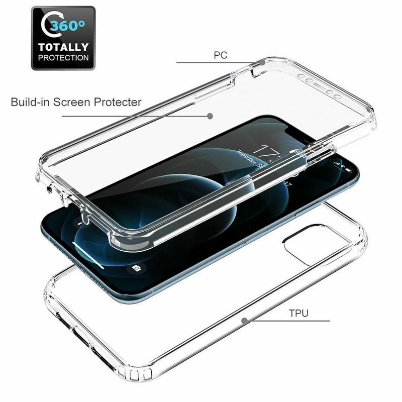 Clear Silicone 360 Front & back Full Phone Protection cover Case For Apple iPhone 14, 14 Plus, 14 Pro, 14 Pro Max, iPhone 13, 13 Pro, 13 Pro Max, iPhone 12, 12 Mini, 12 Pro, 12 Pro Max, iPhone 11, 11 Pro Max, XS Max, XS, X, 8, 7, SE 2020 2