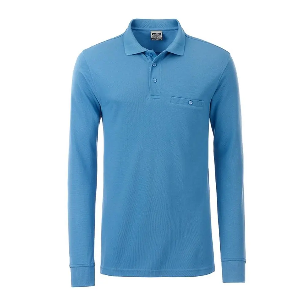 James and Nicholson Mens Workwear Long Sleeve Pocket Polo - (UTFU203)