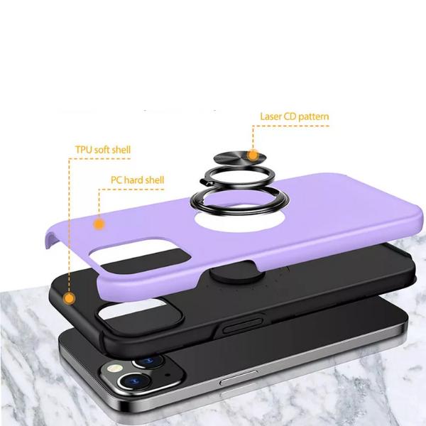 Shockproof Magnetic Ring Holder Case for iPhone 11, 12, 13, 14, 15, 15 Plus, Pro & Pro Max - 360° Adjustable Ring Stand Cover, Durable Magnetic Shockproof, Cellphone Smartphone Ring Holder Case Phone case Protector Protector Protection, Protective 3