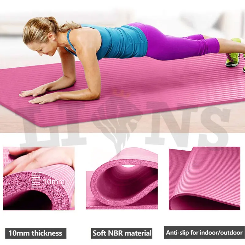 Lions Yoga Mat Gymnastic Home Fitness Gym Exercise Outdoor Physio Balance NBR Thick Foam Pilates 10mm Large - 183cm x 61cm 0