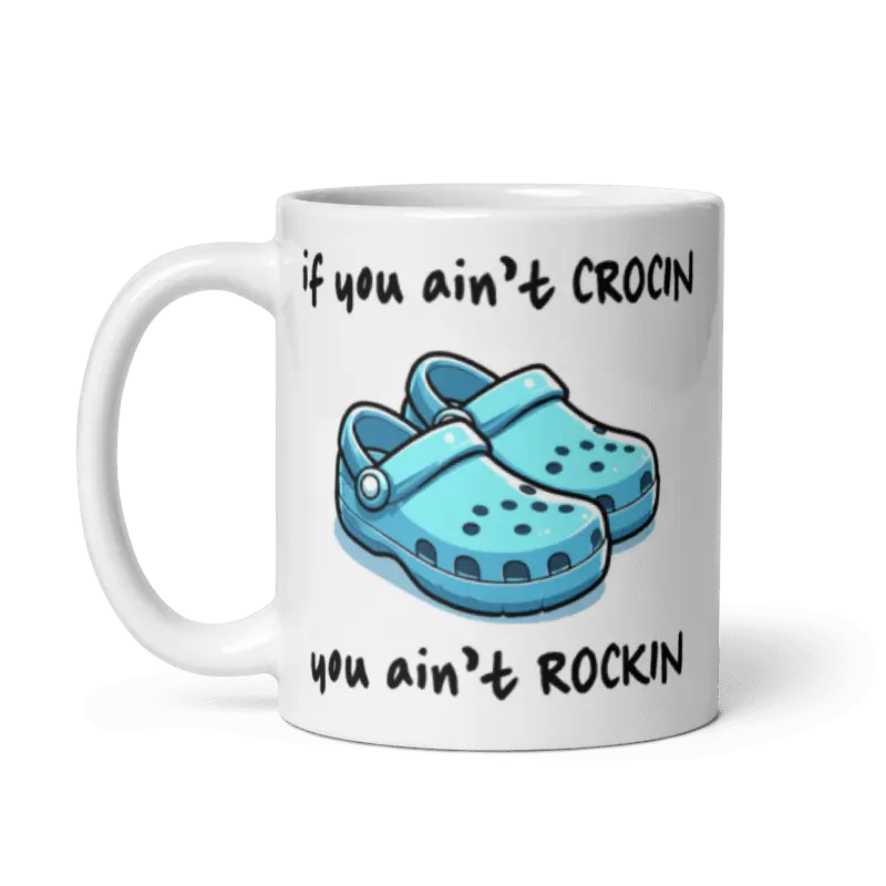Funny Mug, if you ain't crockin, you ain't rocking, blue design, also in pink, Homorous  Gift Idea, Birthday Present, Christmas, Mothers Father Day, Secret Santa, Graduation, Thank you, Anniversary, Retirement 5