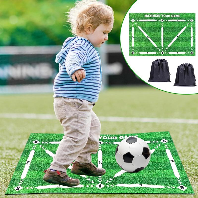 2 PCS Football Training Mat, 40 x 60cm Soccer Training Mat, Non Slip Soccer Skills Training Mat, Non-Slip Shock Dribble Silent Soccer Sports Mat, Football Training Mat for Indoor Football Training 5