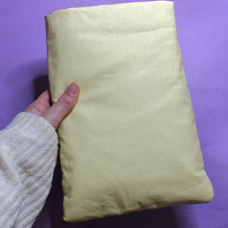 Spring Floral Book Sleeve with Yellow Contrast Fabric, Fully Lined and Padded for Protection. Pretty Wildflower Patterned Fabric on the Pocket for Storing Notebooks, Pens, etc. A Perfect Gift for any Book Lover. Kindle/Small Tablet Cover 6
