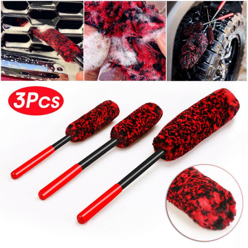 Product Introduction of New store opening, special offers  3X Set Wheel Woolies Luxury Super Plush Soft Alloy Wheel Cleaning Brush Kit UK 19