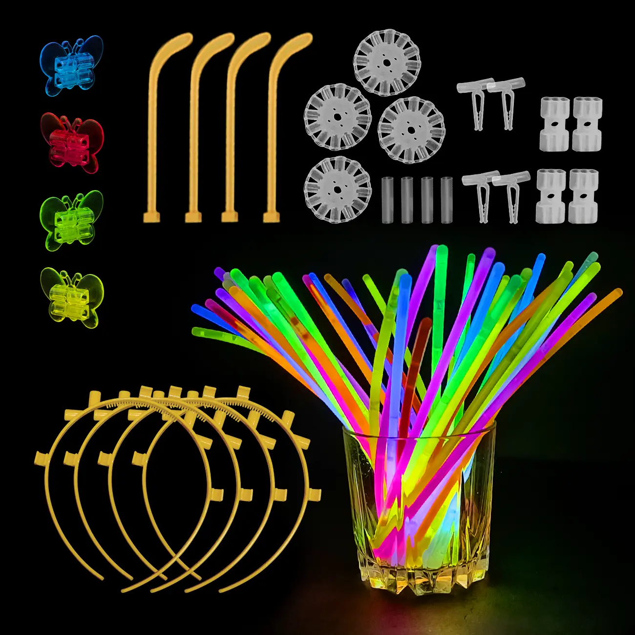 224 Pcs Glow Sticks Party Pack – 20.5cm Long Neon Glow in The Dark Sticks for Kids & Adults, Up-to 12-Hour Light with Connectors for Necklaces & Bracelets, Ideal for Halloween, Christmas, Birthdays & Party Supplies Gifts