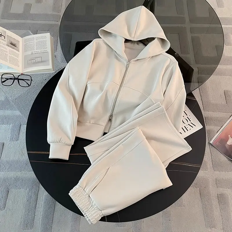 Two piece Set Women's  Sleeve Hoodie & Drawstring Waist Sweatpants Set, Casual Long Sleeve Hooded Pullover & Pocket Jogger Pants, Women's  Hoodie set Clothing Womenswear Comfort Athletic Comfortable