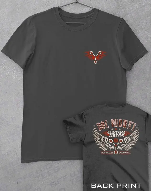 Doc Brown's Custom Autos with Back Print T-Shirt 7