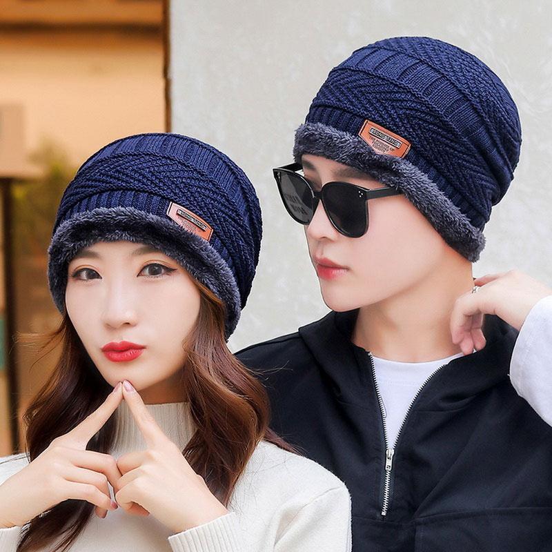 Hat Scarf Set Neck Cover Winter Warm Fleece Knitted Thick Ski Cap 8