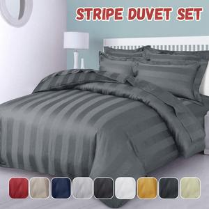 Duvet Cover Satin Stripe Duvet Quilt Cover Bedding Set With Pillowcases Single Double King Super King Size Quilt Covers Washable Double Size Soft Microfiber Reversible Hypoallergenic Soft Breathable Bed Covers