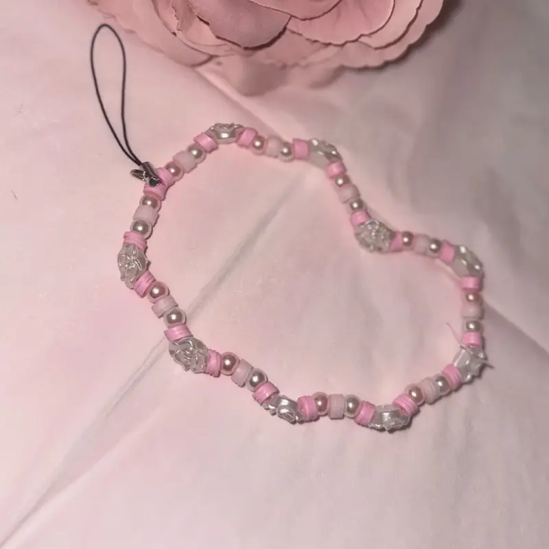 Pearly rose phone straps