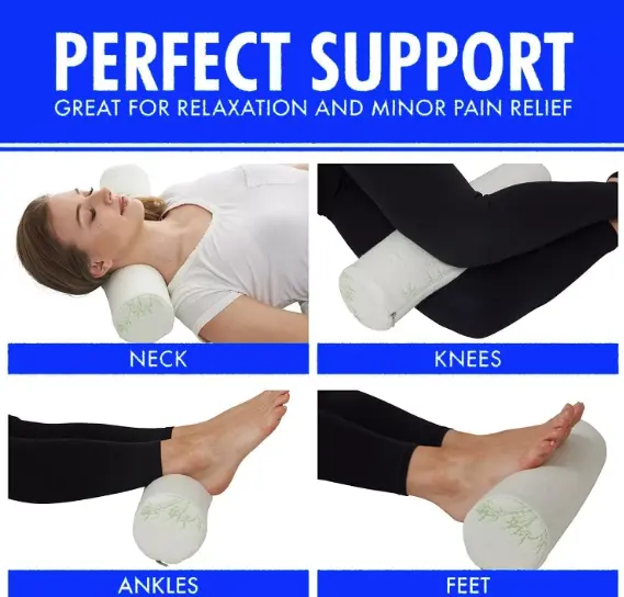 2 Pack Bamboo Cervical Neck Roll Memory Foam Bolster Pillow-6.5 x 18.5 Inch 1