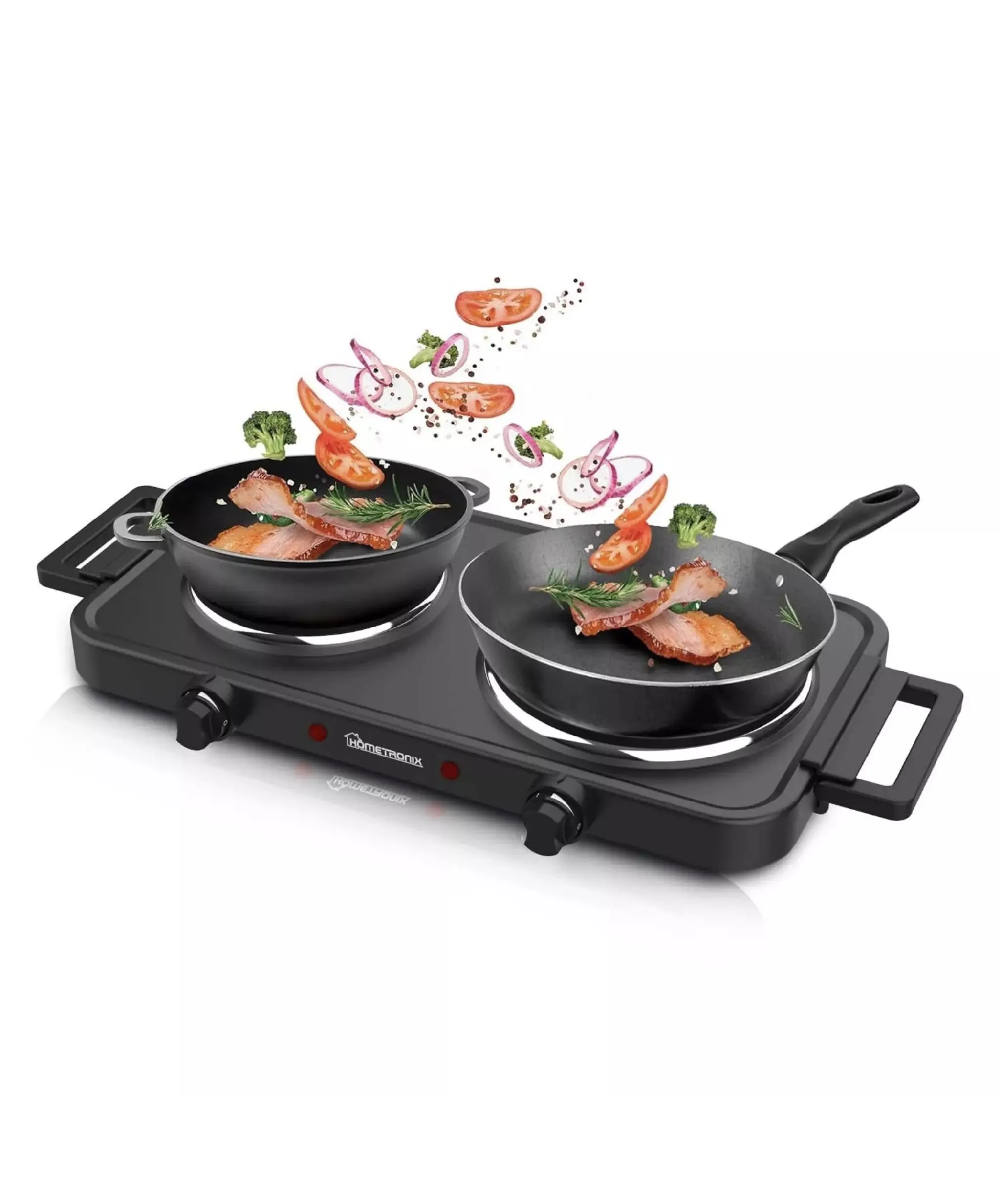 Electric Hob Portable Electric Hot Plate Double with Dual Temperature Handles