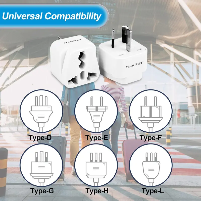 Travel Adapter with Universal Travel Accessories Input, US, UK, India, UAE, EU to Australia 3 Pin Power Plug, Type I AU International Power Adapters (Pack of 4) Metal Devices Charging Electronic 4