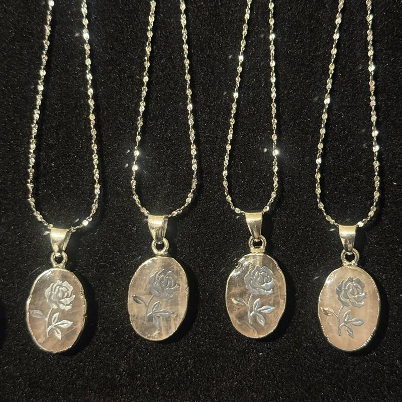 Rhodonite and Tigers eye, Red Jasper, Rose Quartz pendants 3