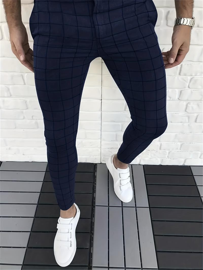 Product Introduction of Elegant Plaid Slacks, Men's Casual Vintage Style Dress Pants For Business Banquet 1
