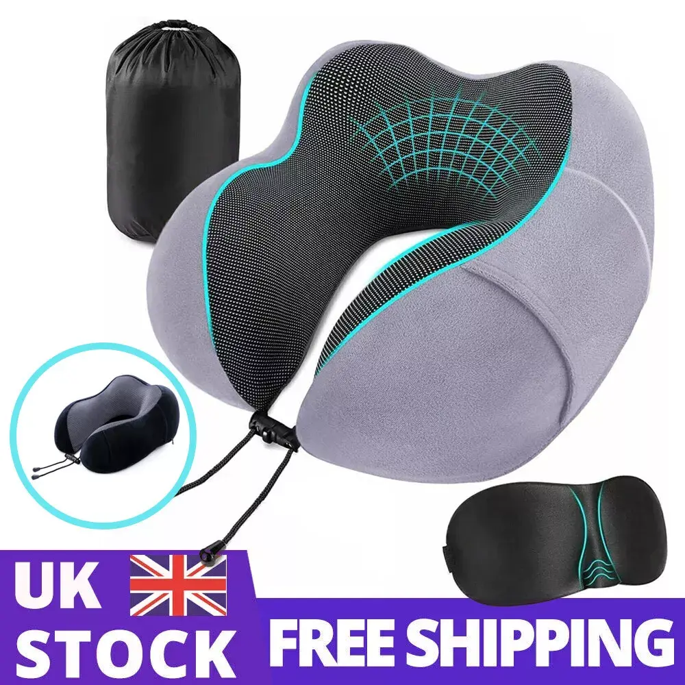 Travel Neck Pillow, Breathable Comfortable Memory Foam Neck Pillow,Neck pillow for Home,Office,Car,Travel,Bus,Train, Plane,Plane pillow,Neck support cushion, Travel Nap Pillow with Storage Bag, travel gift,