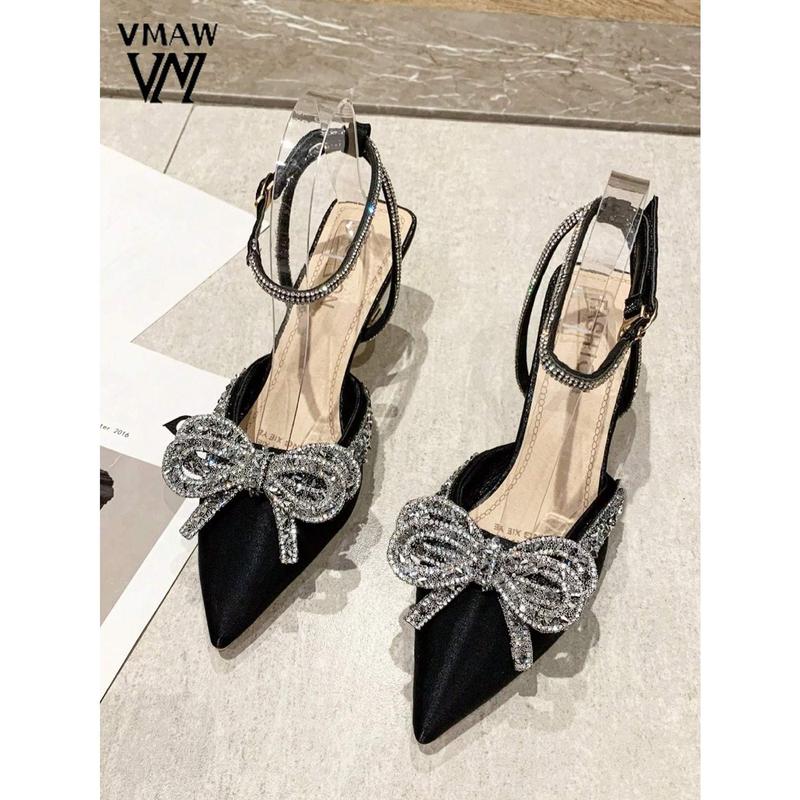 2025 Women's Elegant High Heel Shoes With Bow Decoration With Dress Cheer Footwear Summer 1