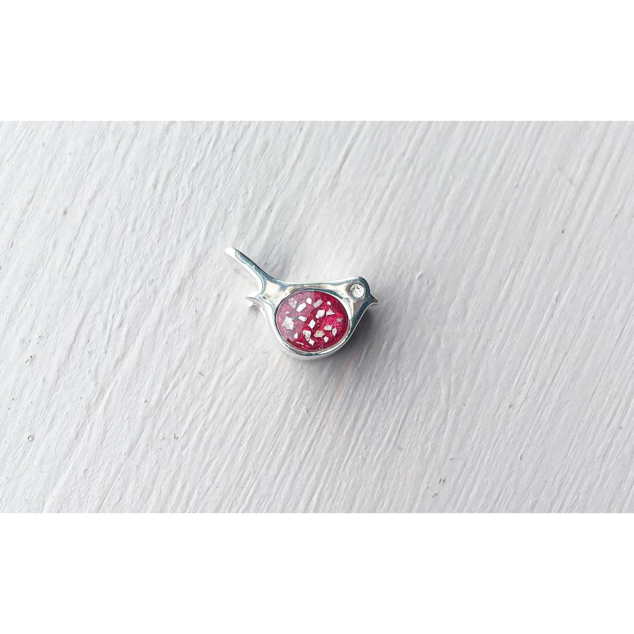 Memorial or Breastfeeding Keepsake Engravable Robin Charm for Breastmilk Ashes Hair Fur Umbilical Cord - Sterling Silver