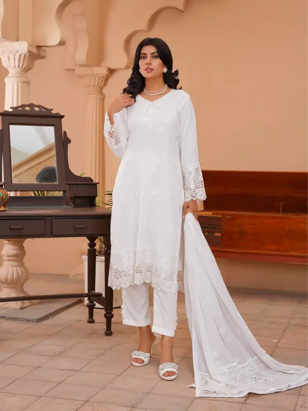 New Chiffon Dress White 3