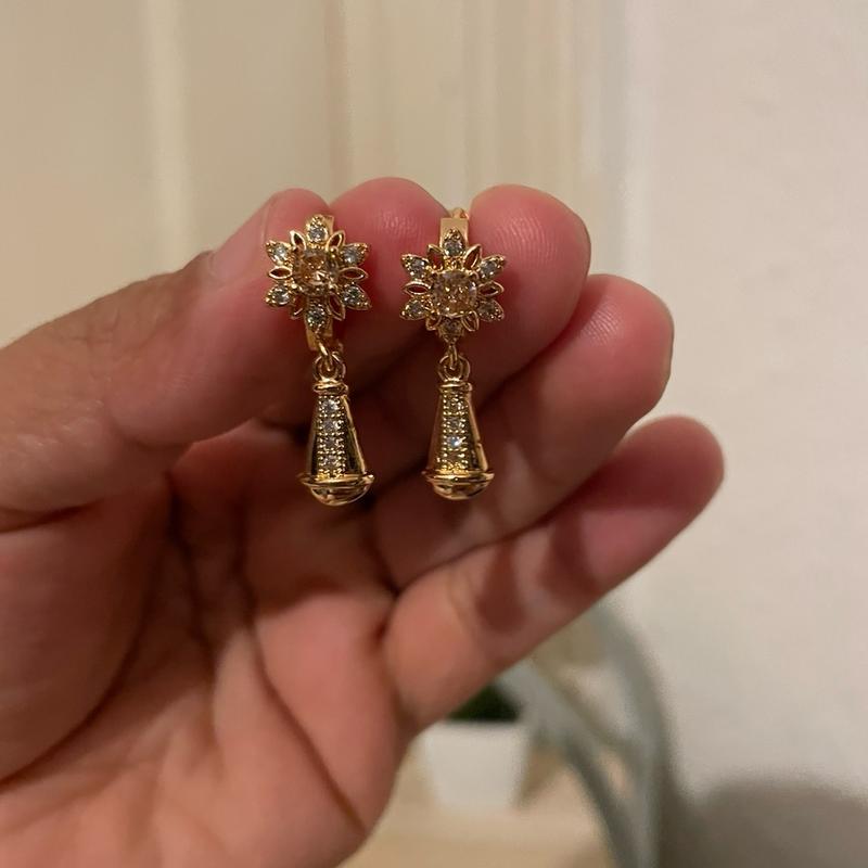 Rose Gold Plated Teardrop Dangle Stud Earrings for Women 1